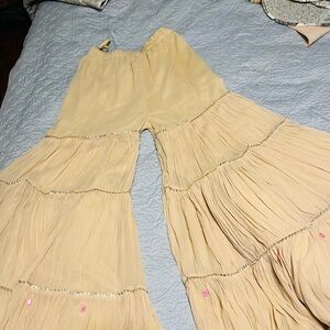 Elegant Cream Wide Leg Pants whimsical Palazzo pants!